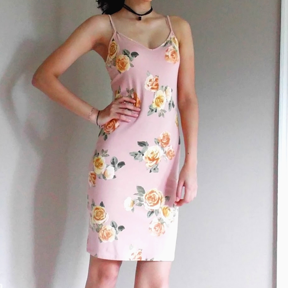 Forever 21 Pink and Yellow Floral Dress - Picture 1 of 1